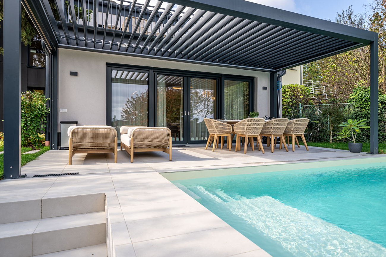 Bioklimatikus (sunguard) pergola tervezése és telepítése Budapesten, 2022-ben